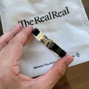 Hermes Paris Clic H Bracelet in Black and Silver